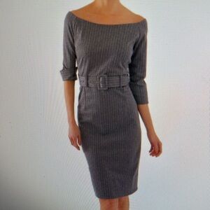 Gretchen Scott Designs Grey Bateau Neck Sheath Dress Size M/8